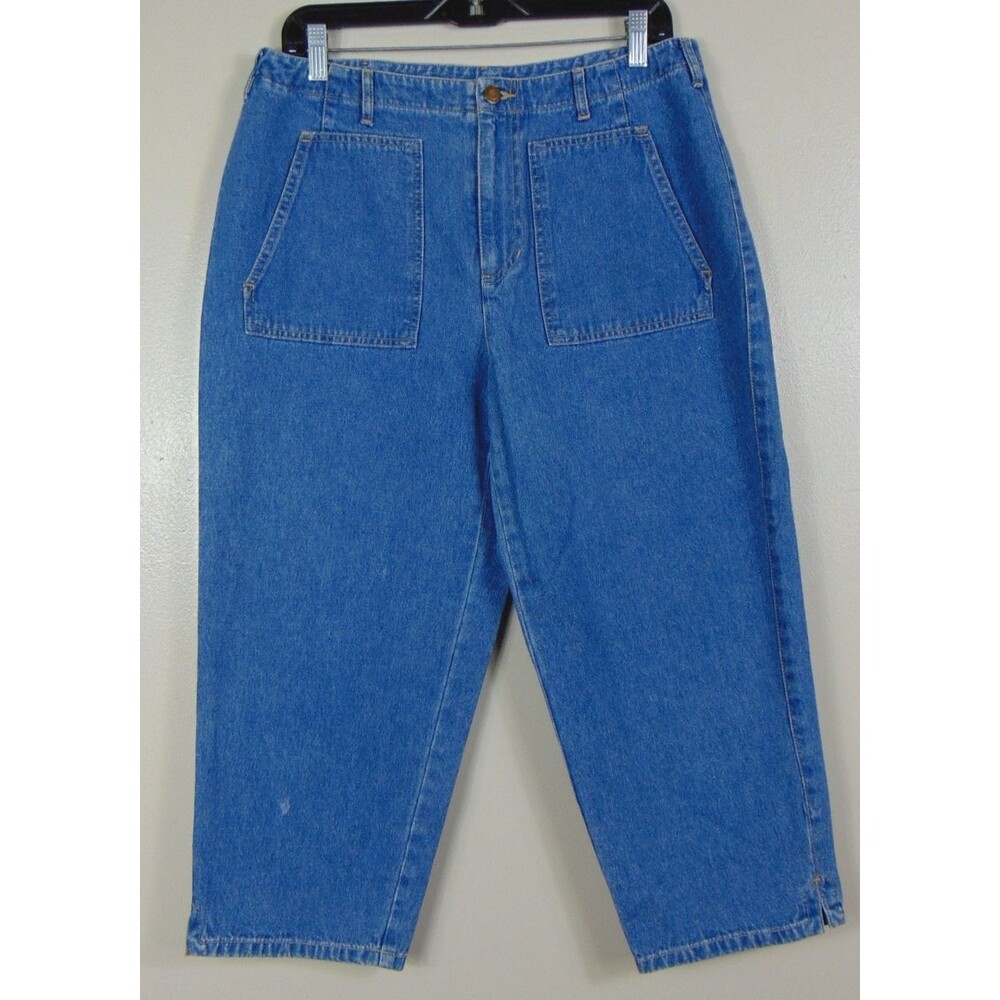 Vintage Lizwear Capris Womens Size 14 Blue Cotton Denim High Rise 90s Casual Y2K